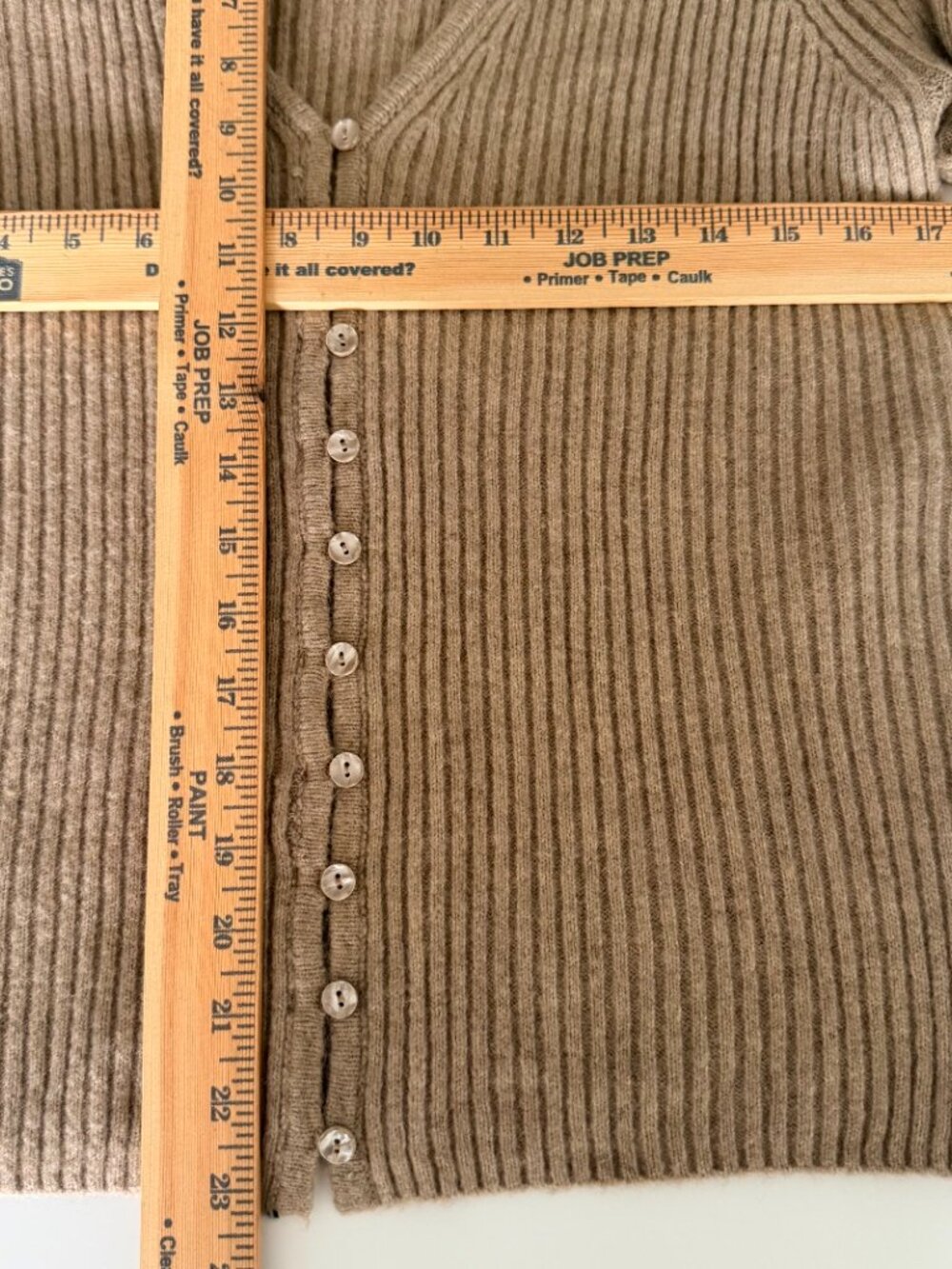 Abercrombie & Fitch Womens Soft Ribbed Cardigan Sweater Tan Y2K Preppy Casual - Picture 5 of 7